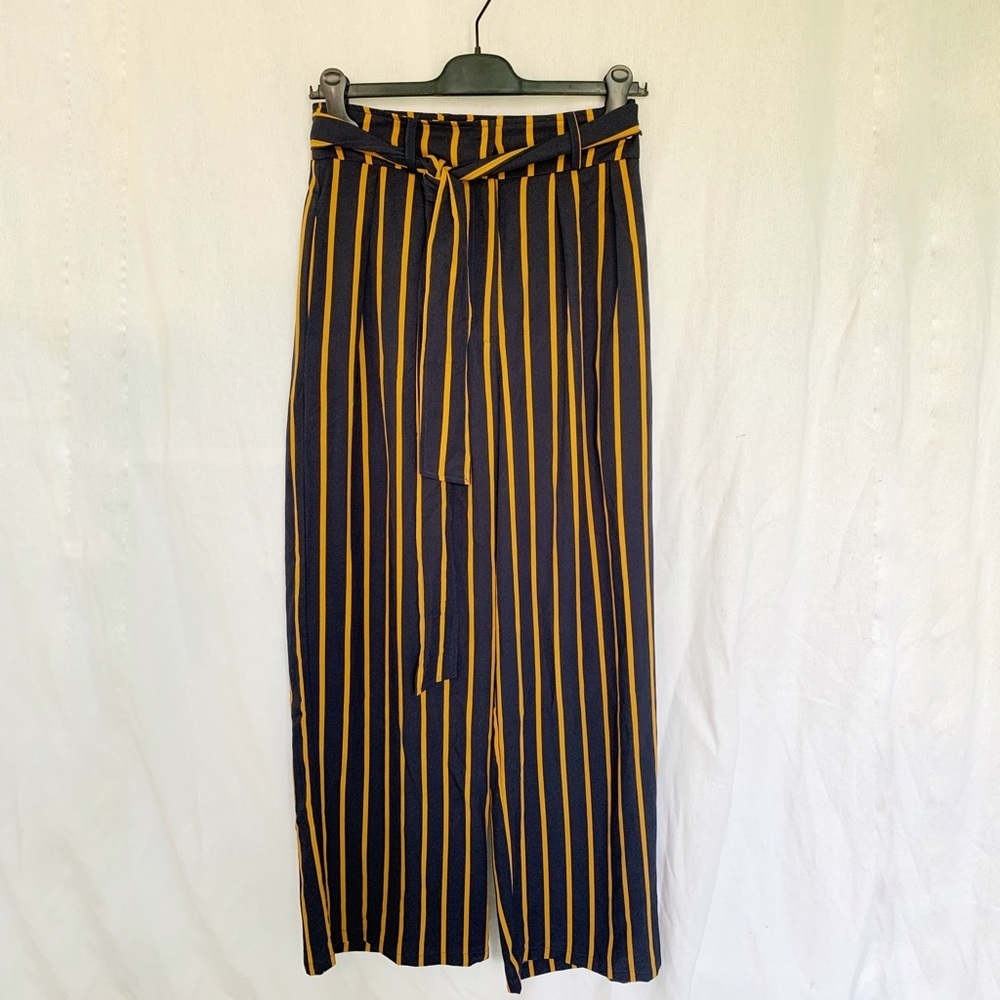 Windsor // Navy, Orange Striped Wide Leg Pants size Small ap2